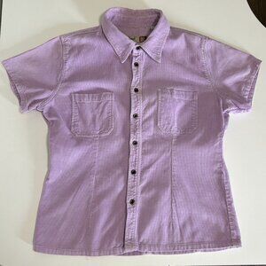 Brody Jeans Lilac Purple Corduroy Short Sleeve Button-up Shirt, Size Large *FLAW